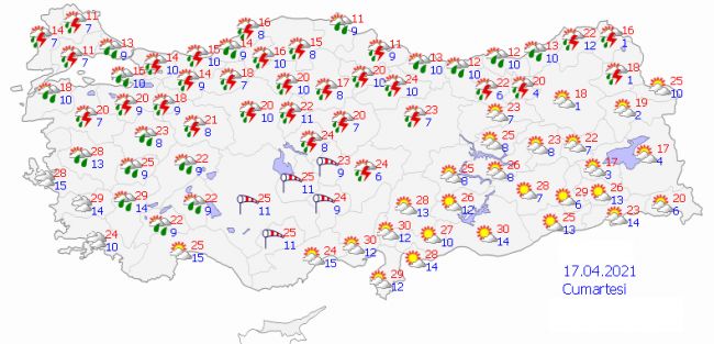 Kuzey, iç ve batı kesimlerde sağanak bekleniyor